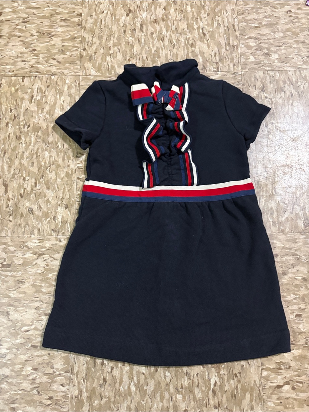 Gucci Bow Web Dress Navy Blue With Red Stripes
